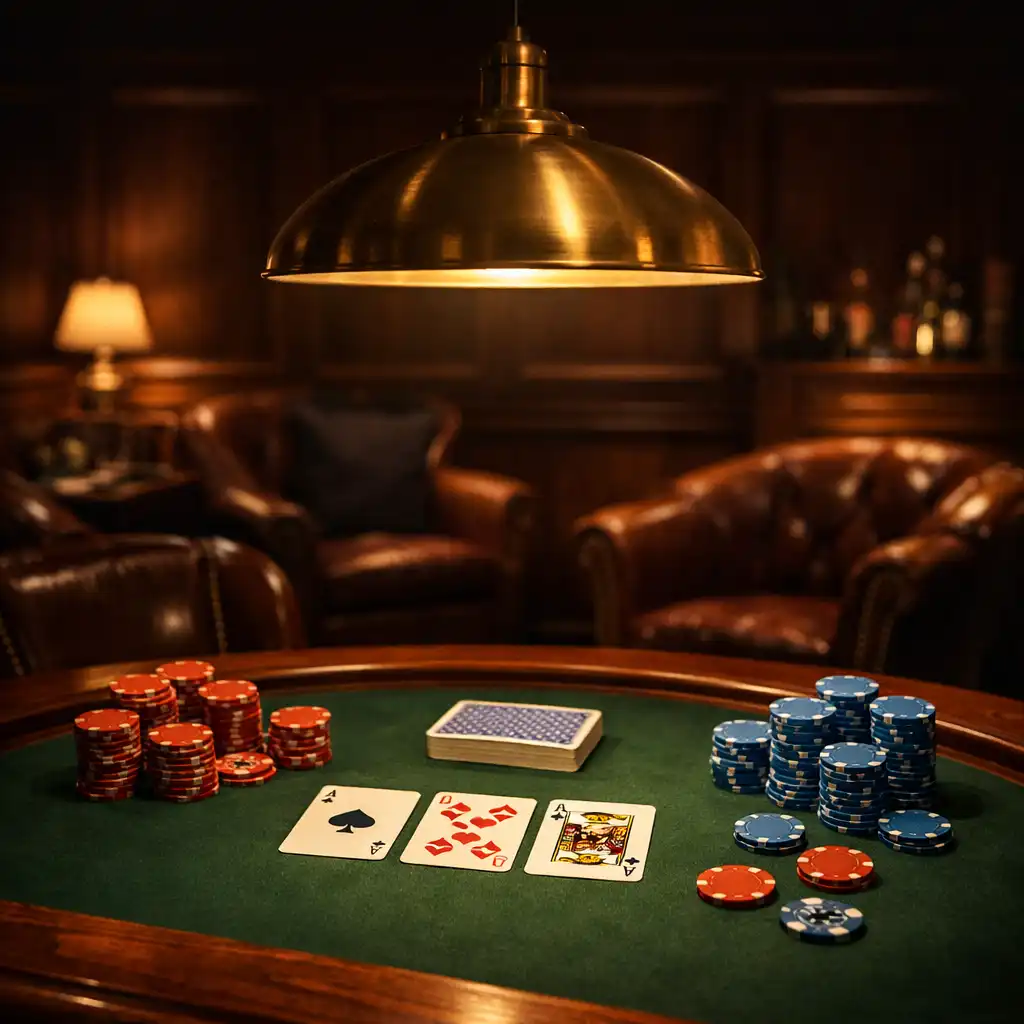 Table de poker élégante dans le salon feutré du Riviera Card Bistro